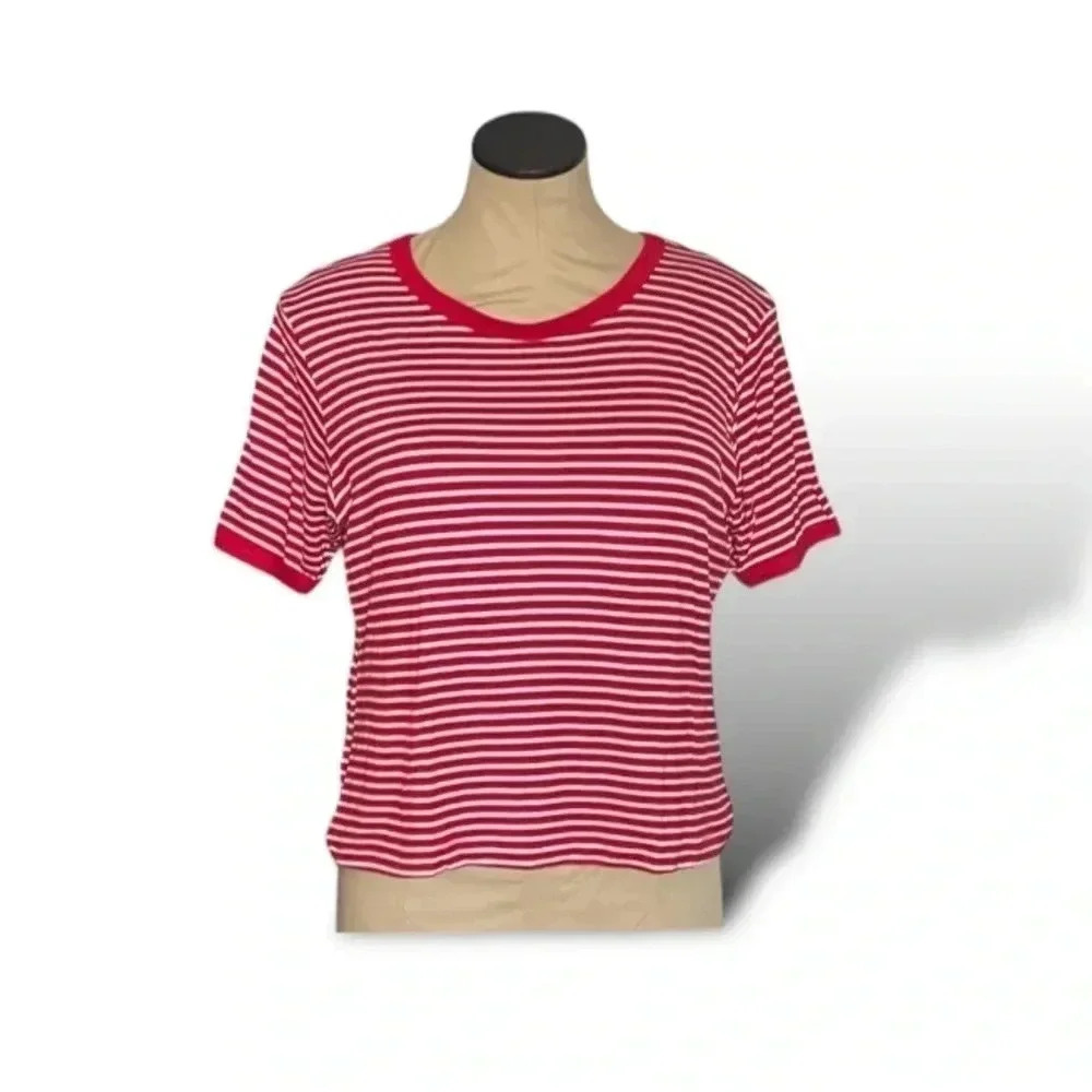 Red & White Striped Crop Top